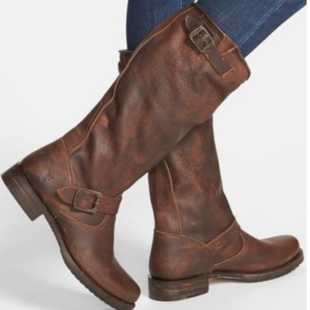 Frye Veronica Slouch Tall Distressed Leather Boots